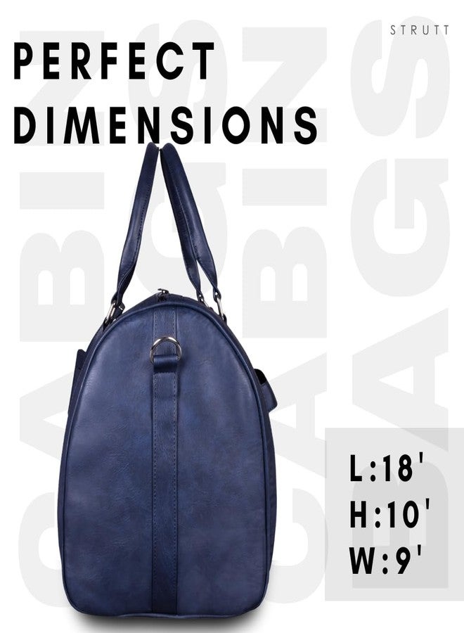 تبختر حقيبة سفر أنيقة وخفيفة الوزن من الجلد الصناعي الأزرق من ستروت، حقيبة سفر فاخرة للنساء، مثالية للسفر والنادي الرياضي - Image 5